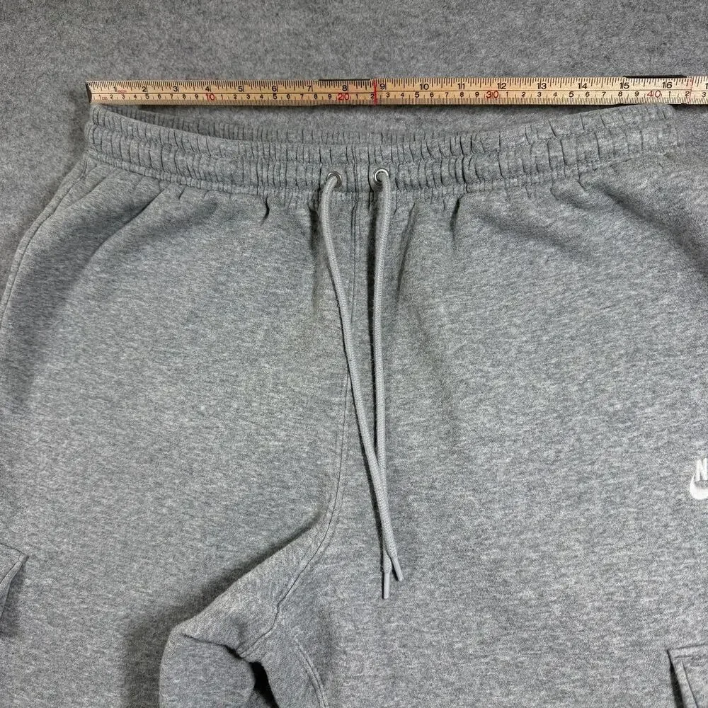 Nike Club Fleece Cargo Joggers Mens L Gray Sweatpants Training Athletic Casual